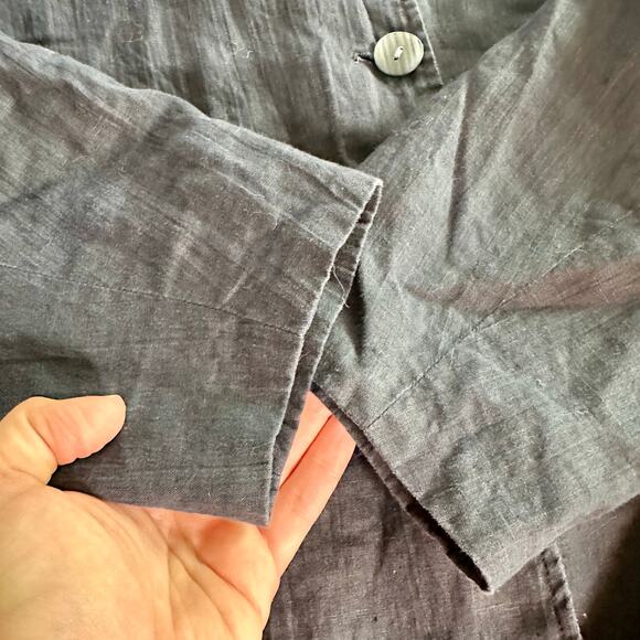 Coldwater Creek Women's 16 Dark Blue 100% Linen 4 Button Up 3/4 Sleeve Jacket - Picture 7 of 8